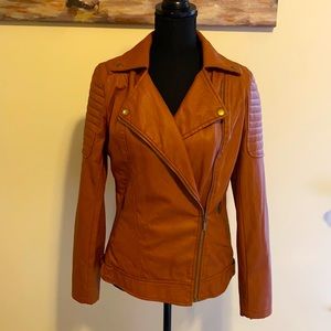 Biker style faux leather jacket